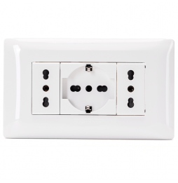 Aigostar Placca Placchetta Completa 2 Prese Bipasso 1 Shuko Incasso 504