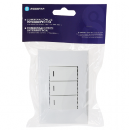 Aigostar Placca Placchetta Completa 3 Pulsanti Deviati 16a Incasso 503