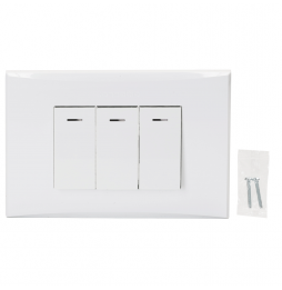 Aigostar Placca Placchetta Completa 3 Pulsanti Deviati 16a Incasso 503