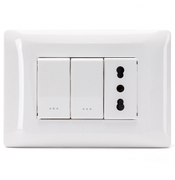 Aigostar Placca Placchetta Completa 3 Posti 2 Interruttori 2 Vie 1 Presa 503