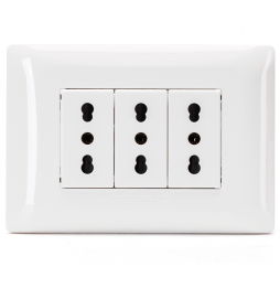 Aigostar Placca Placchetta Completa 3 Posti 3 Prese Bipasso 16a Incasso 503
