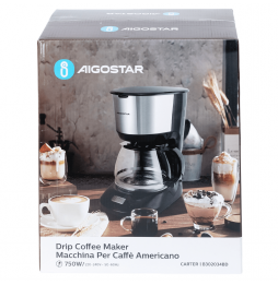 Aigostar Macchina Caffe Americano 750W Timer Programmabile 1.25L 10-12 Tazze