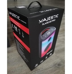 Majestic FLAME 22 PRO Speaker Bluetooth 300W con Luci LED Batteria 4000mAh Ingressi USB MIC AUX IPX5