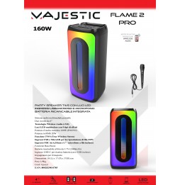 Majestic FLAME 2 PRO Trolley Party Speaker Bluetooth 160 W Con LED