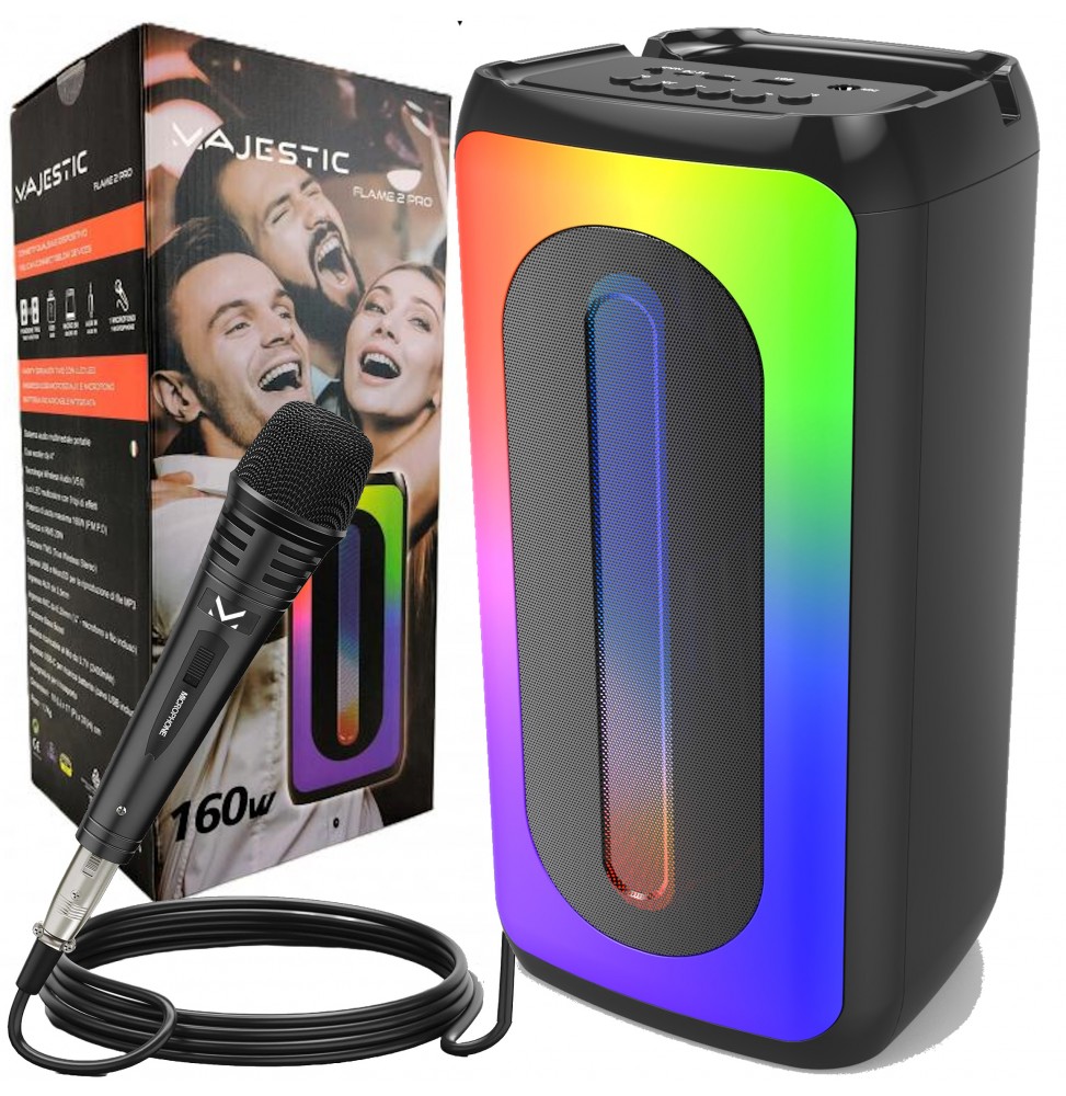 Majestic FLAME 2 PRO Trolley Party Speaker Bluetooth 160 W Con LED