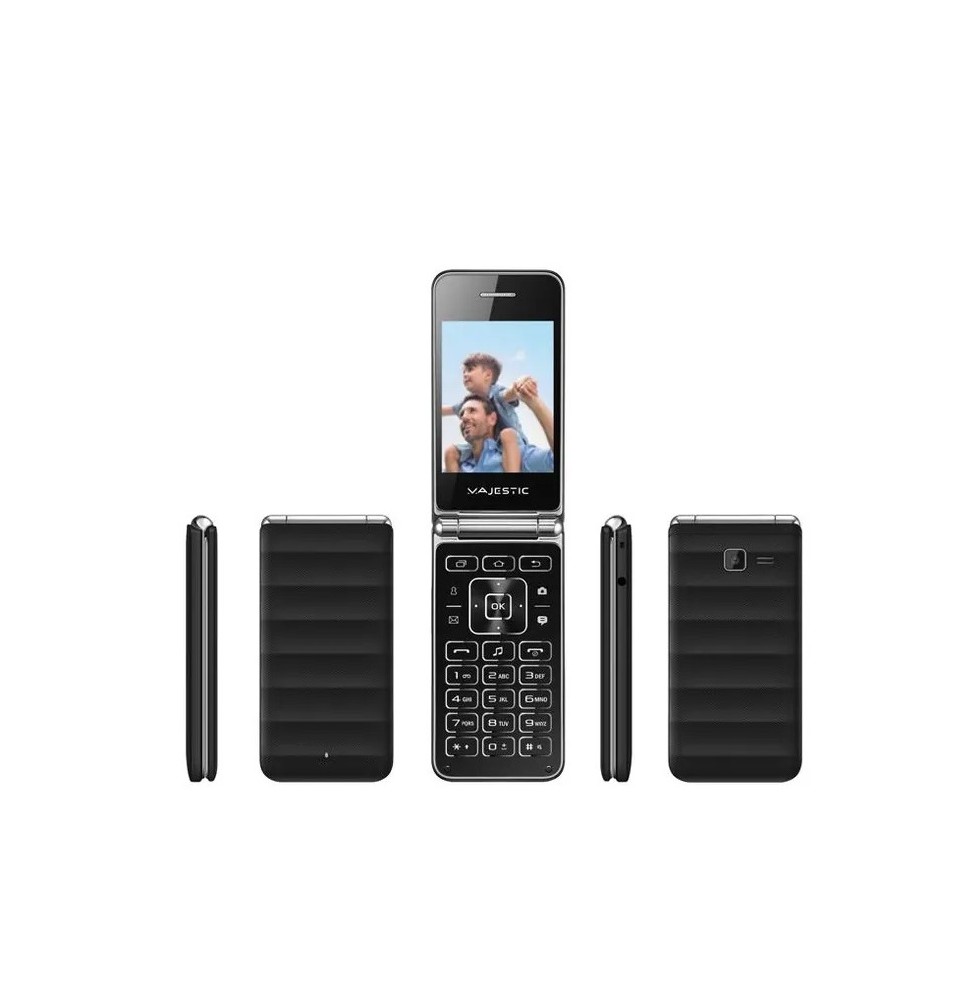 Majestic WAVE Telefono GSM Flip 2.8" con Fotocamera LED Notifiche Bluetooth Nero