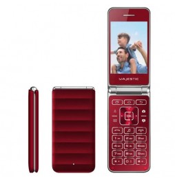Majestic WAVE Telefono GSM Flip 2.8" con Fotocamera LED Notifiche Bluetooth Red