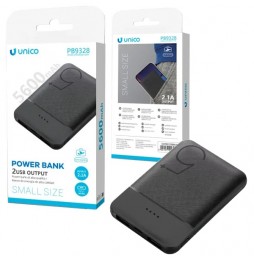 Unico Power Bank 5600mAh 2.1A 2 Porte USB Slim Polimeri Litio Nero 20.72Wh