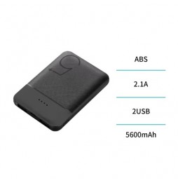 Unico Power Bank 5600mAh 2.1A 2 Porte USB Slim Polimeri Litio Nero 20.72Wh