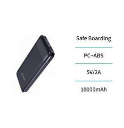 Unico Power Bank 10000mAh 10W 2 Porte USB-A Micro-USB Type-C LED Nero Sottile