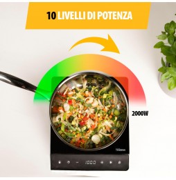 Tristar Piastra Induzione Elettrica 2000 Watt 19cm Cristallo 10 Livelli Temperatura
