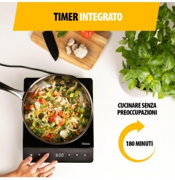 Tristar Piastra Induzione Elettrica 2000 Watt 19cm Cristallo 10 Livelli Temperatura