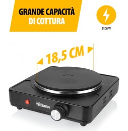 Tristar Fornello Elettrico Ghisa 1500w Campeggio Acciaio Termostato 5 Livelli