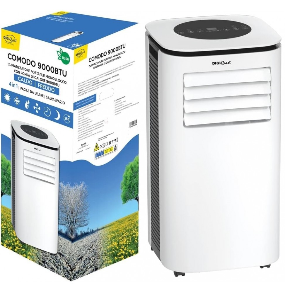 DIGIQUEST CLIMATIZZATORE PORTATILE CALDO FREDDO 9000 BTU 4 IN 1 CLASSE A