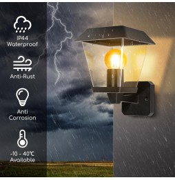 Aigostar Lampada da Parete Applique Esterno Lanterna E27 Giardino IP44 Nero 60W