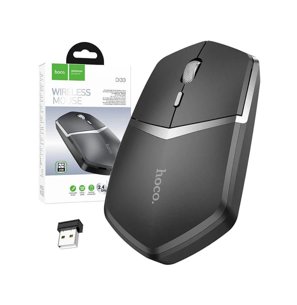 Hoco DI33 Mouse Wireless Ottico 24 Ghz 1600 Dpi Ufficio Nero