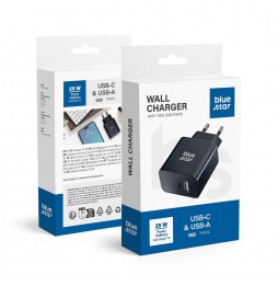 BLUE STAR CARICATORE RAPIDO UNIVERSALE 25WATT PD USB C + USB A QC4.0 3A TFB-TC