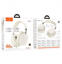 Hoco Cuffie Wireless W52 Bianco Bluetooth 5.4 46 Ore Musica Pieghevoli