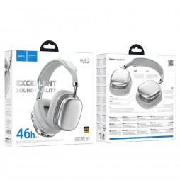 Hoco Cuffie Wireless W52 Argento Bluetooth 5.4 46 Ore Musica Pieghevoli