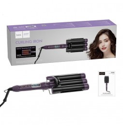 Hoco DAR38 Piastra Capelli Onde Triferro 3 Tubi Ceramica 6 Livelli Calore Viola