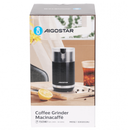 Aigostar Macinacaffè Elettrico 150W Lame Inox 70g Nero Trasparente Compatto