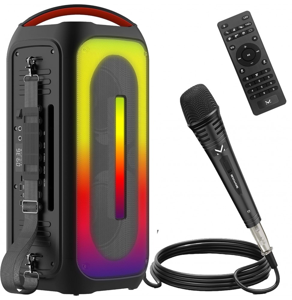 Majestic FLAME 66 PRO Speaker Bluetooth 480 WATT Luci LED Batteria 4000mAh Ingressi USB MIC AUX IPX5
