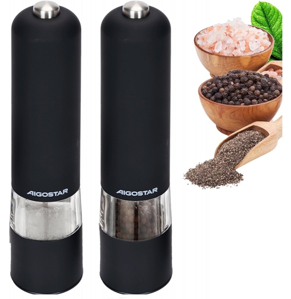 Aaigostar Macina Pepe e sale Elettrico a Batteria Pulsante One Touch Luce Led