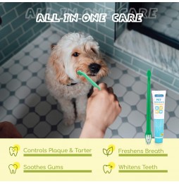 Nobleza Set Igiene Orale Cani/Gatti Spazzolino Doppia Estremità Dentifricio
