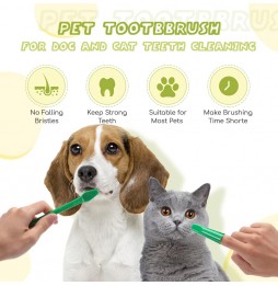 Nobleza Set Igiene Orale Cani/Gatti Spazzolino Doppia Estremità Dentifricio