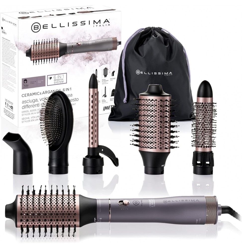 Imetec Bellissima Ceramic e Argan Oil 6 in 1 Spazzola ad Aria Calda 1000W