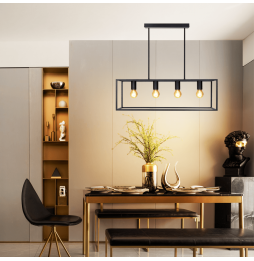 Aigostar Lampadario A Sospensione 5 Luci E27 Max 200W Nero Industriale