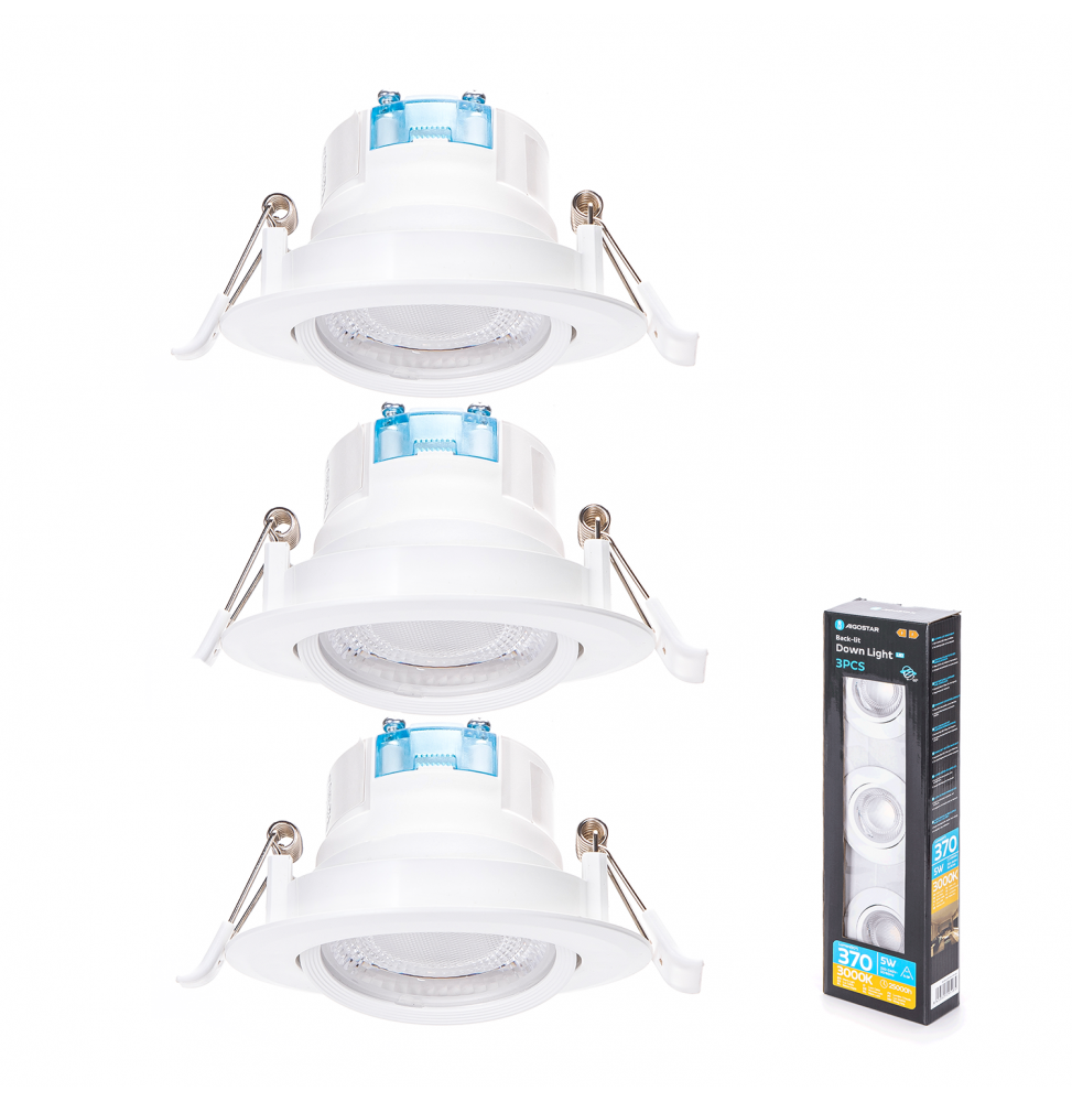 Aigostar faretti LED E6 incasso orientabili 3 pz 5W 3000K luce calda