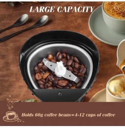 Aigostar Macinacaffè Elettrico 200W | Lame Inox | 60g | Nero/Trasparente