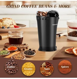 Aigostar Macinacaffè Elettrico 200W | Lame Inox | 60g | Nero/Trasparente
