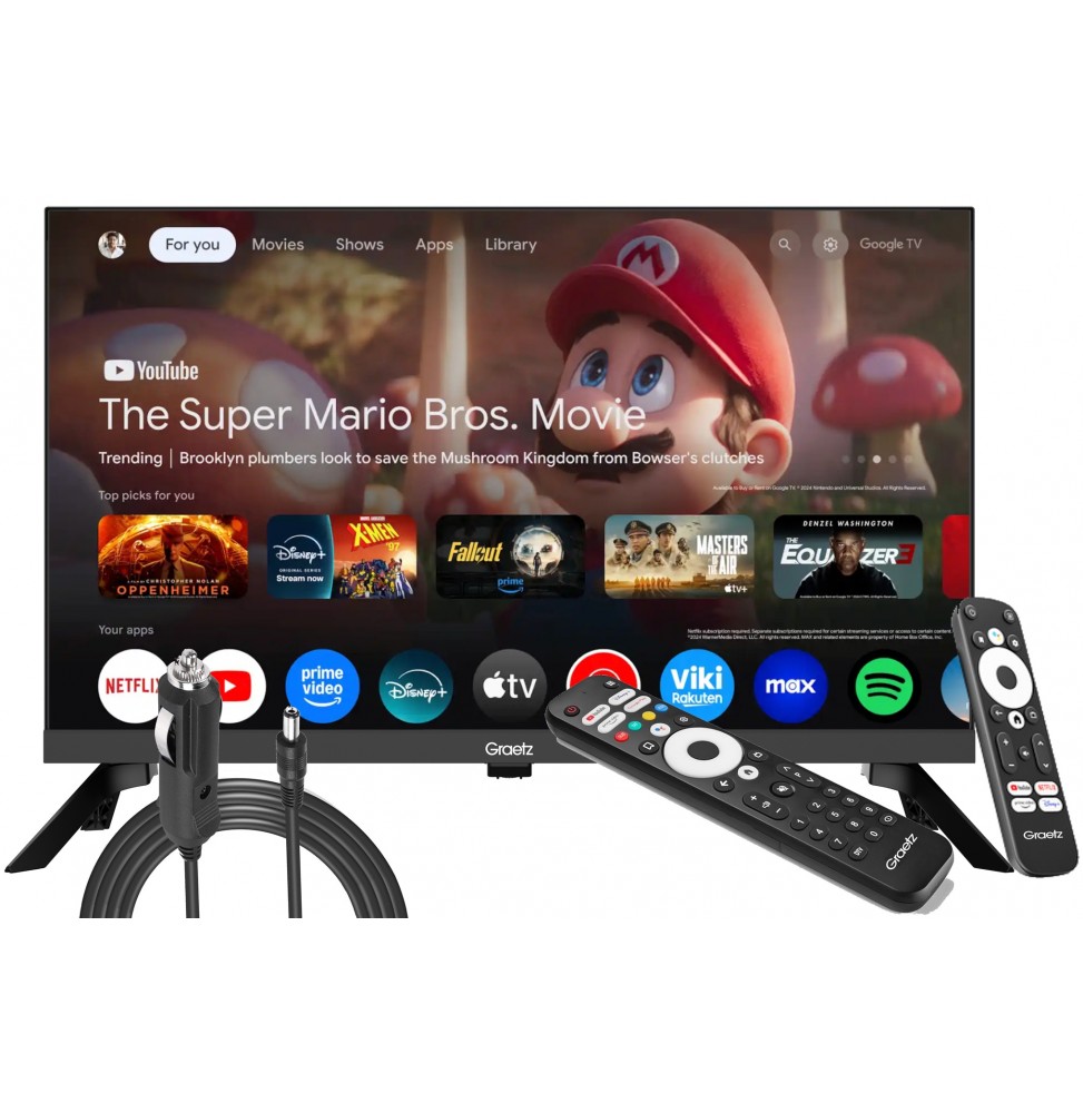 Graetz Tv Smart LED Google 24" Pollici HD GR24G1300 DAZN NETFLIX Camper 12V