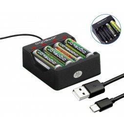 Aigostar Caricabatterie Universale 4 Slot AA...