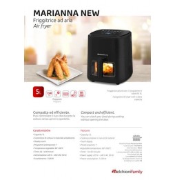 Melchioni Marianna New Friggitrice Ad Aria 5 Litri 1500W 7 in 1 Touch led interno