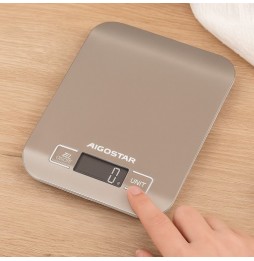 Aigostar Bilancia da Cucina Digitale 5 Kg in Acciaio Inox – Funzione Tara, Display LCD, 4 Unità di Misura