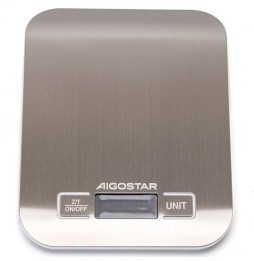 Aigostar Bilancia da Cucina Digitale 5 Kg in Acciaio Inox – Funzione Tara, Display LCD, 4 Unità di Misura