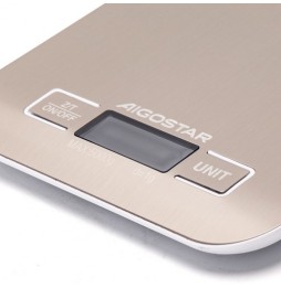 Aigostar Bilancia da Cucina Digitale 5 Kg in Acciaio Inox – Funzione Tara, Display LCD, 4 Unità di Misura