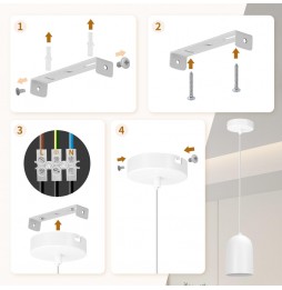 Aigostar Lampadario A Sospensione Moderno E27 Max 40W Acciaio Bianco