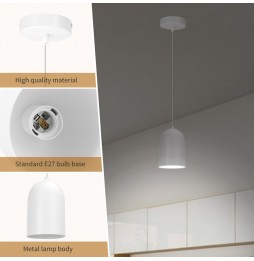 Aigostar Lampadario A Sospensione Moderno E27 Max 40W Acciaio Bianco