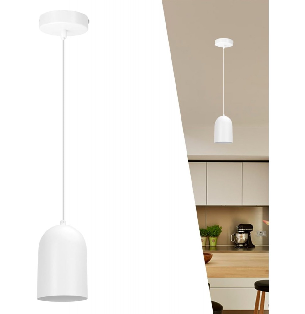 Aigostar Lampadario A Sospensione Moderno E27 Max 40W Acciaio Bianco