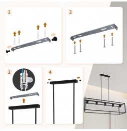 Aigostar Lampadario A Sospensione 5 Luci E27 Max 200W Nero Industriale