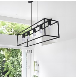 Aigostar Lampadario A Sospensione 5 Luci E27 Max 200W Nero Industriale