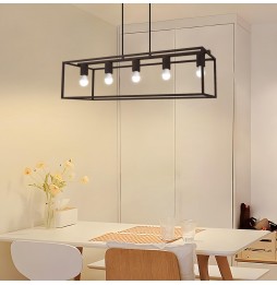 Aigostar Lampadario A Sospensione 5 Luci E27 Max 200W Nero Industriale