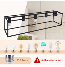 Aigostar Lampadario A Sospensione 5 Luci E27 Max 200W Nero Industriale