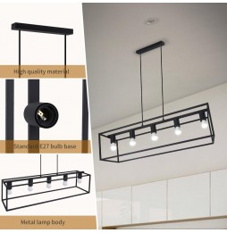 Aigostar Lampadario A Sospensione 5 Luci E27 Max 200W Nero Industriale