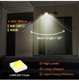Aigostar Faro LED 20W Sensore PIR 1650lm 4000K IP65 Luce Naturale