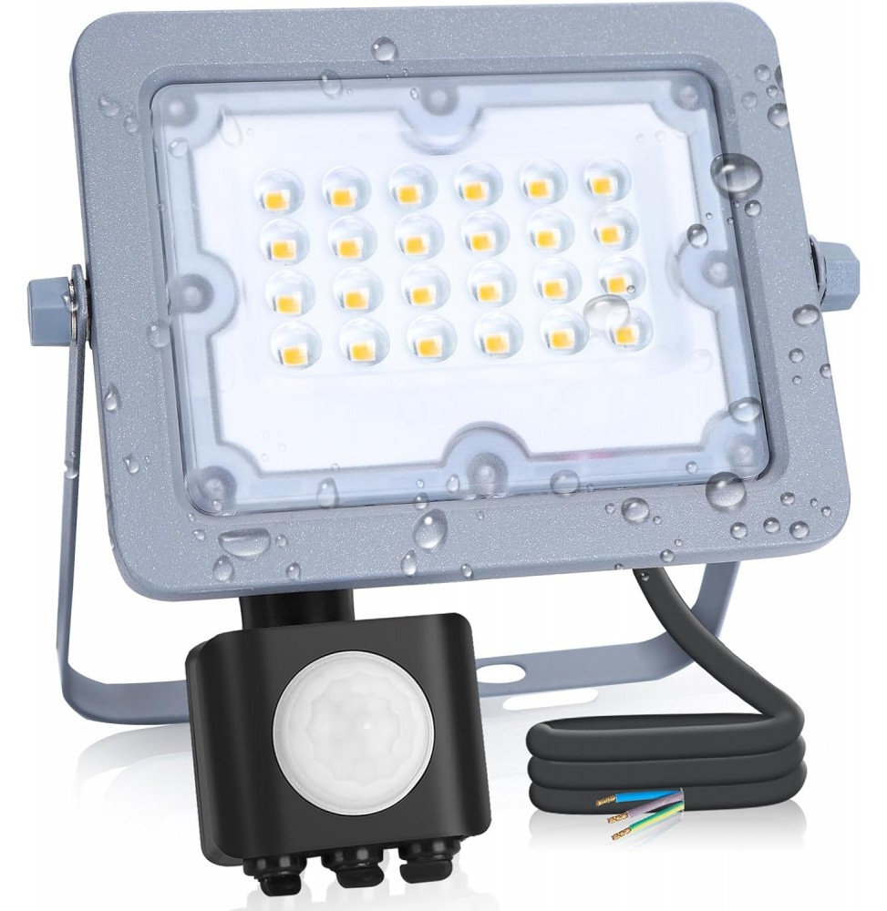Aigostar Faro LED 20W Sensore PIR 1650lm 4000K IP65 Luce Naturale